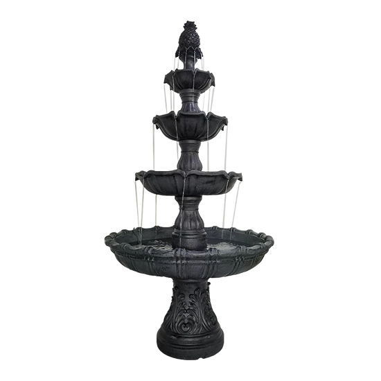 Lisboa Black Stone Effect 5-Tier Electric Powered Tiered Water Fountain