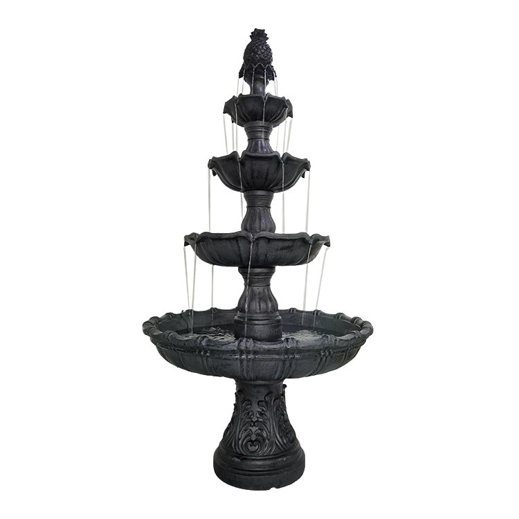 Lisboa Black Stone Effect 5-Tier Electric Powered Tiered Water Fountain