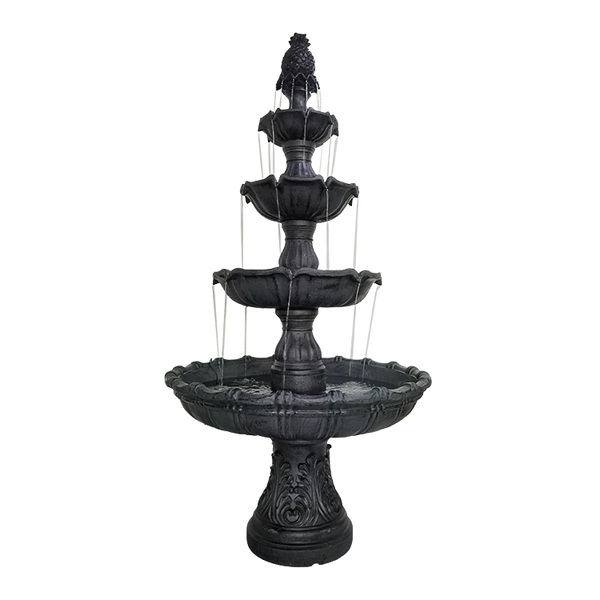 Lisboa Black Stone Effect 5-Tier Electric Powered Tiered Water Fountain
