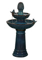 Carretera Glazed Ceramic Tiered Blue Fountain with Birds
