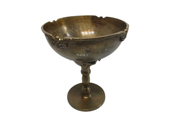 Menorca Vintage Antique Brass Shiny Colour Metal Vase Bowl with Stand Lush Collection