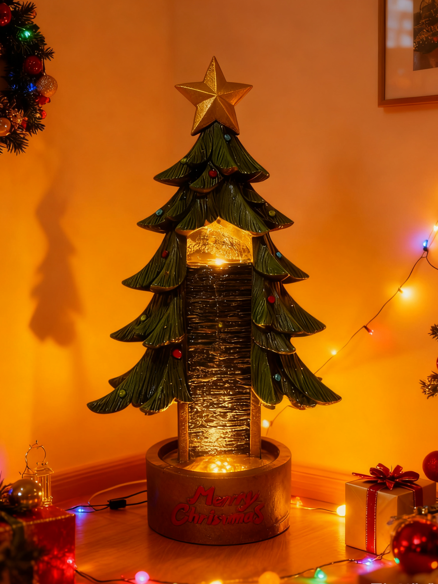 Navidad Christmas Tree Water Feature