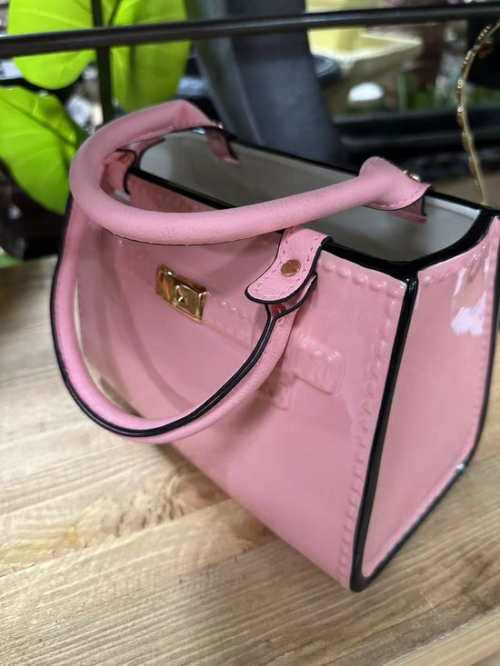 Paris Dolomite Bag Vase in Light Pink Colour Ceramic Finish