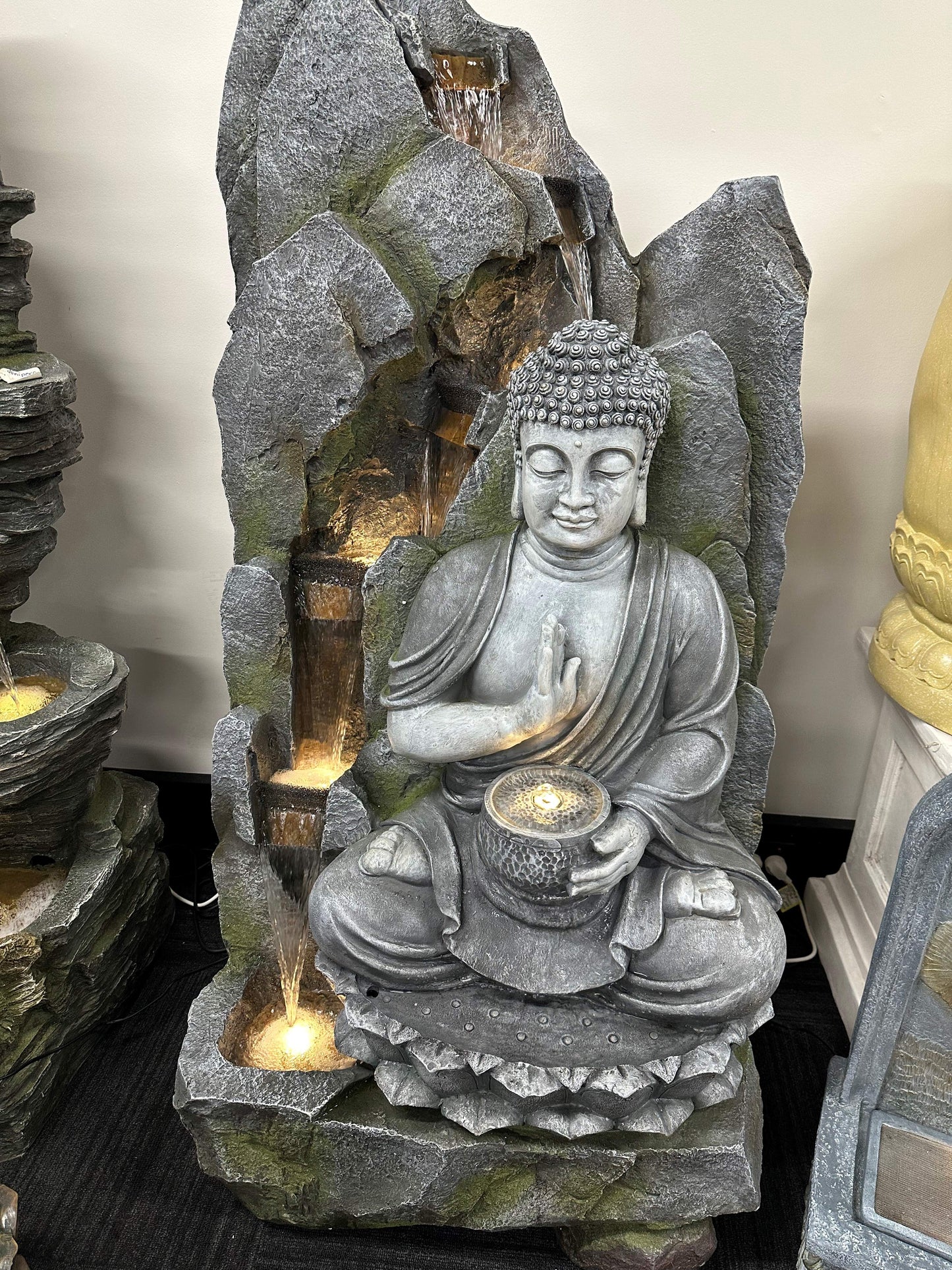 Peace Masterpiece Buddha Water Feature with Rain Mountain Effect