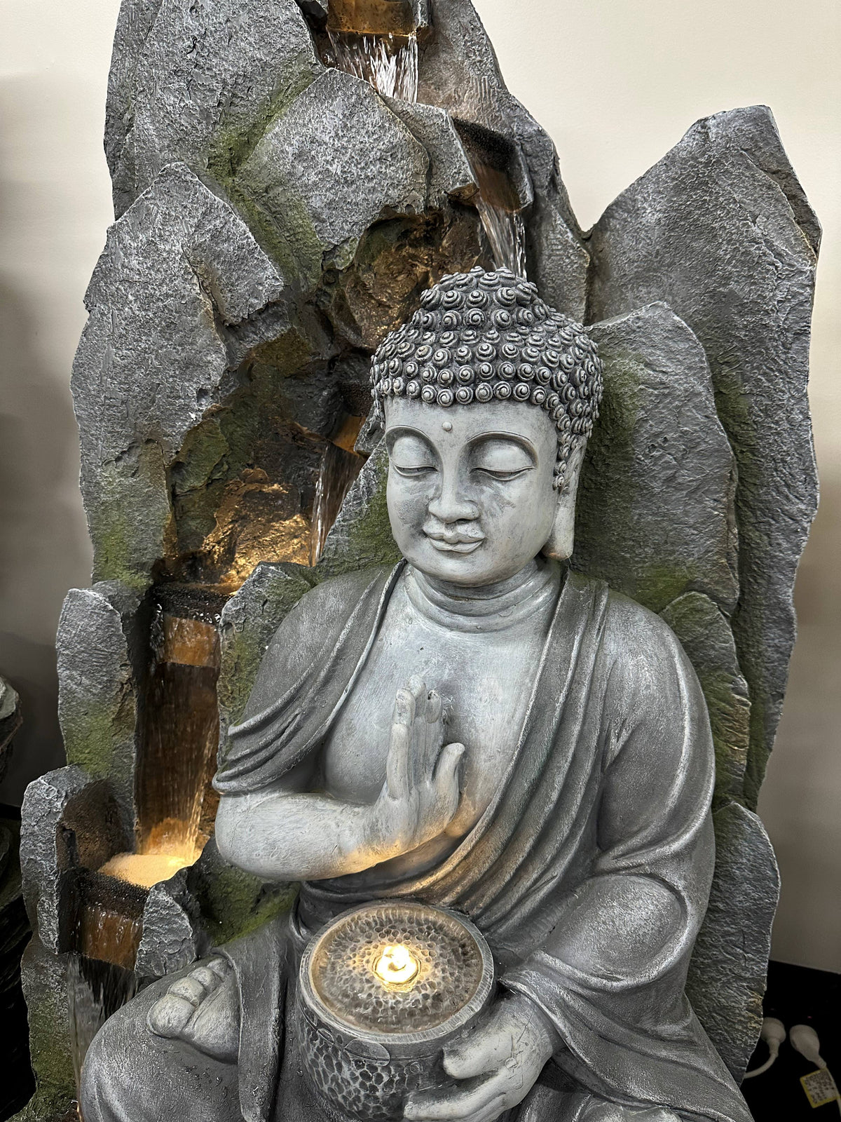 Peace Masterpiece Buddha Water Feature with Rain Mountain Effect