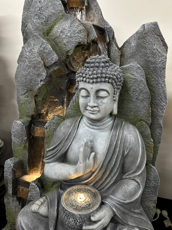 Peace Masterpiece Buddha Water Feature with Rain Mountain Effect