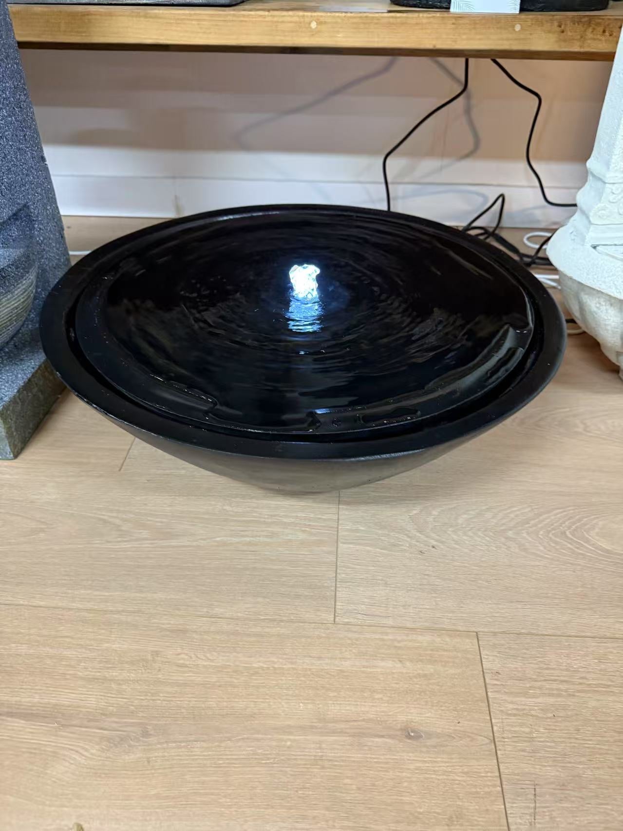 Rueda Black Round Water Feature Fountain