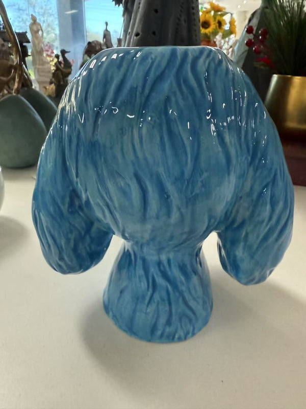 SCRUFFY DOG HEAD VASE BLUE DOLOMITE