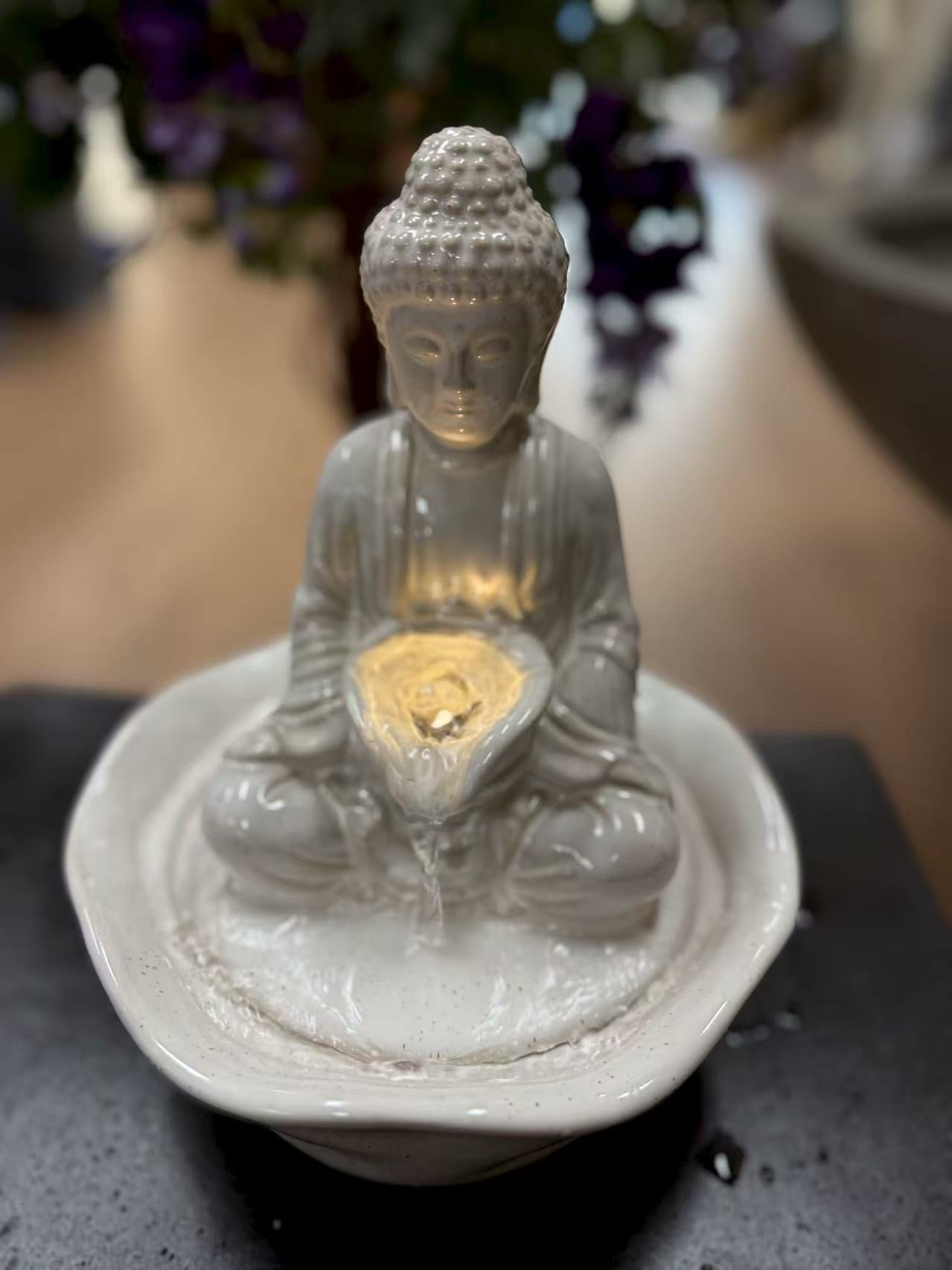 Shield Buddha Porcelain Table Fountain