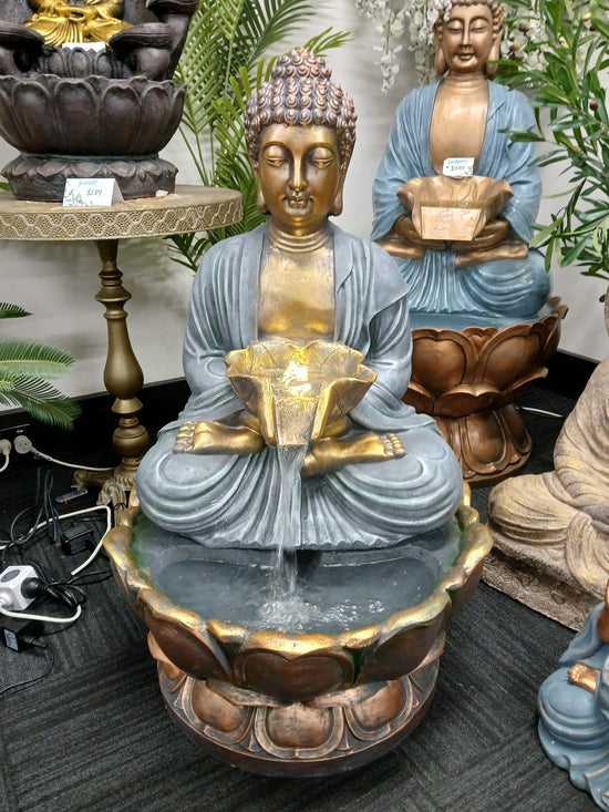 Togetherness Buddha Water Feature 1 Meter Tall Outdoor Fountain Unique Colours
