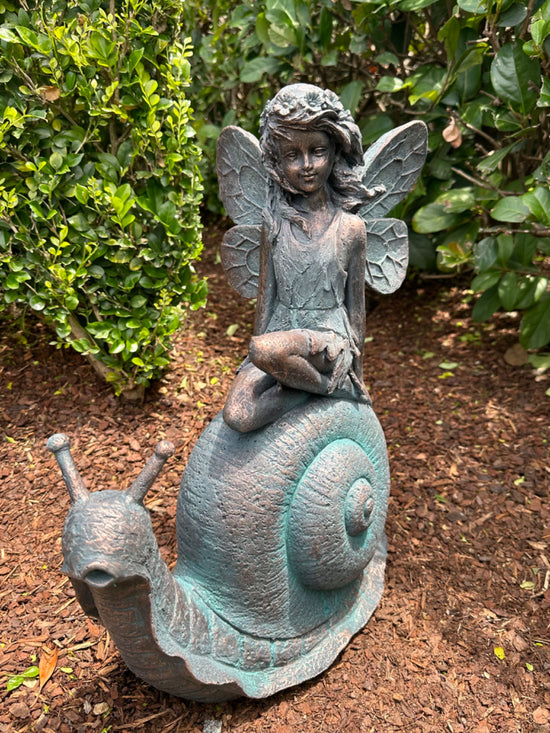 Journey Fairy Sailing on a Snail Garden Décor Ornament MGO Outdoor Statue