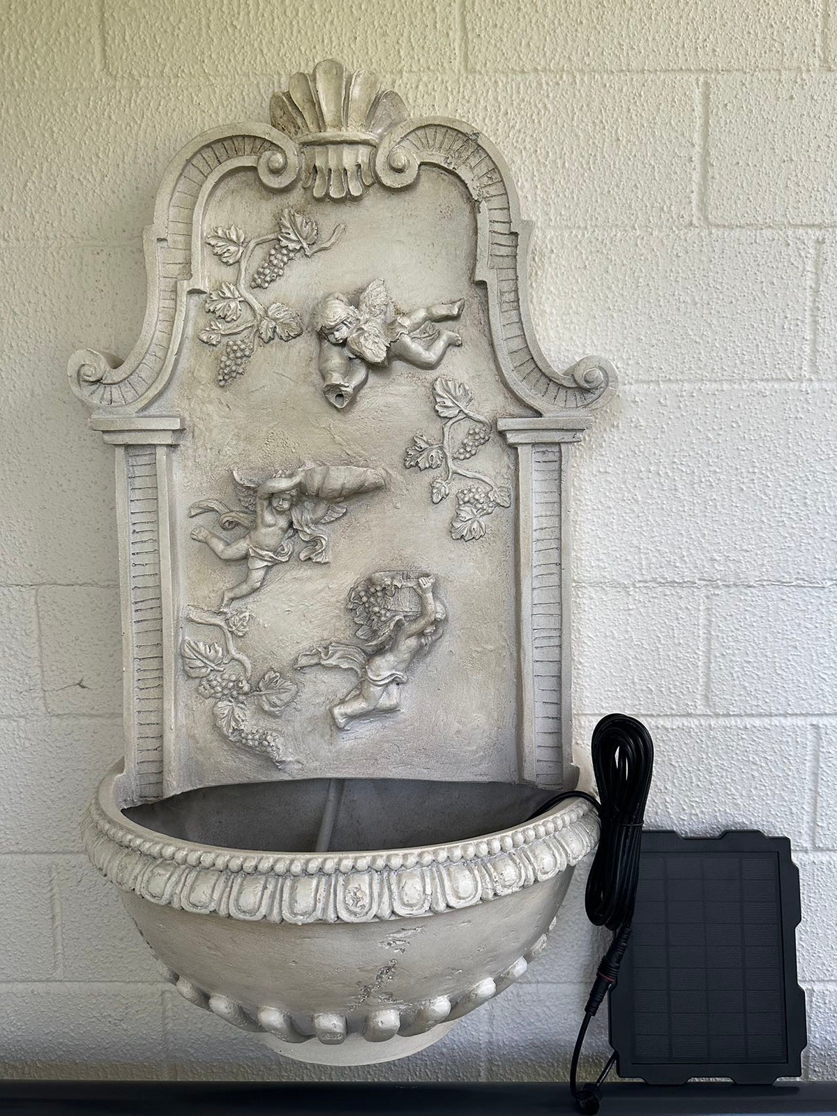 Ribeira Angels Stone Colour Wall Hanging Water Feature Solar Pump Kit New Design