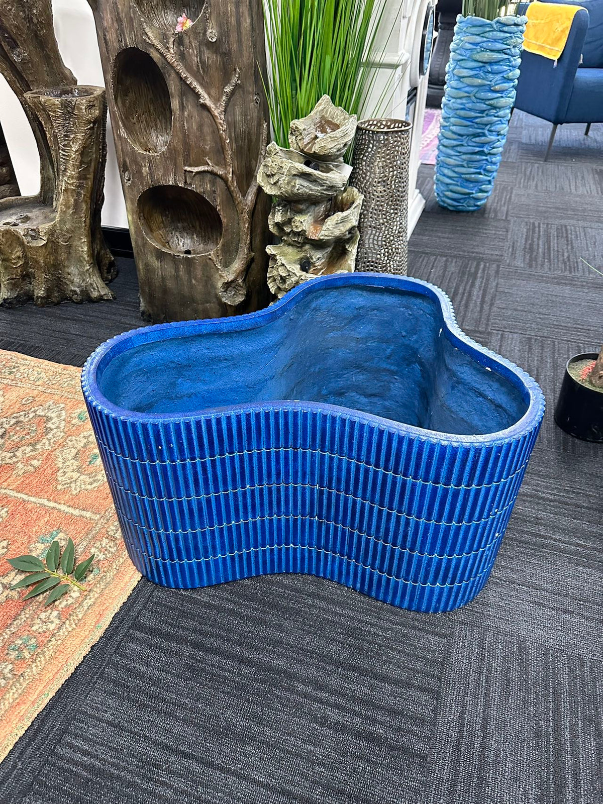 Adriatico Italian Blue Ceramic Look Design MGO Planter