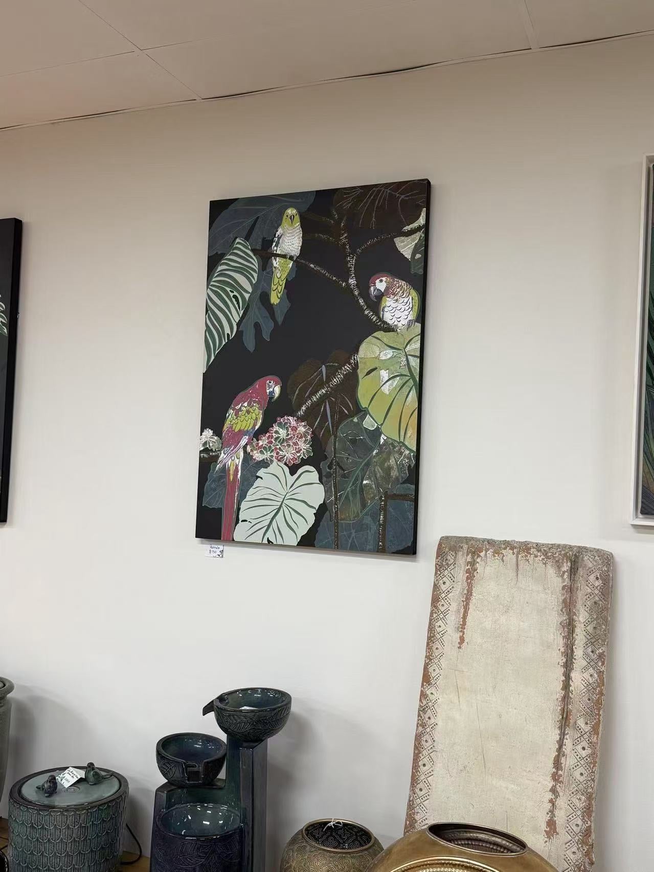 Flock Parrots Wood Printing Wall Art