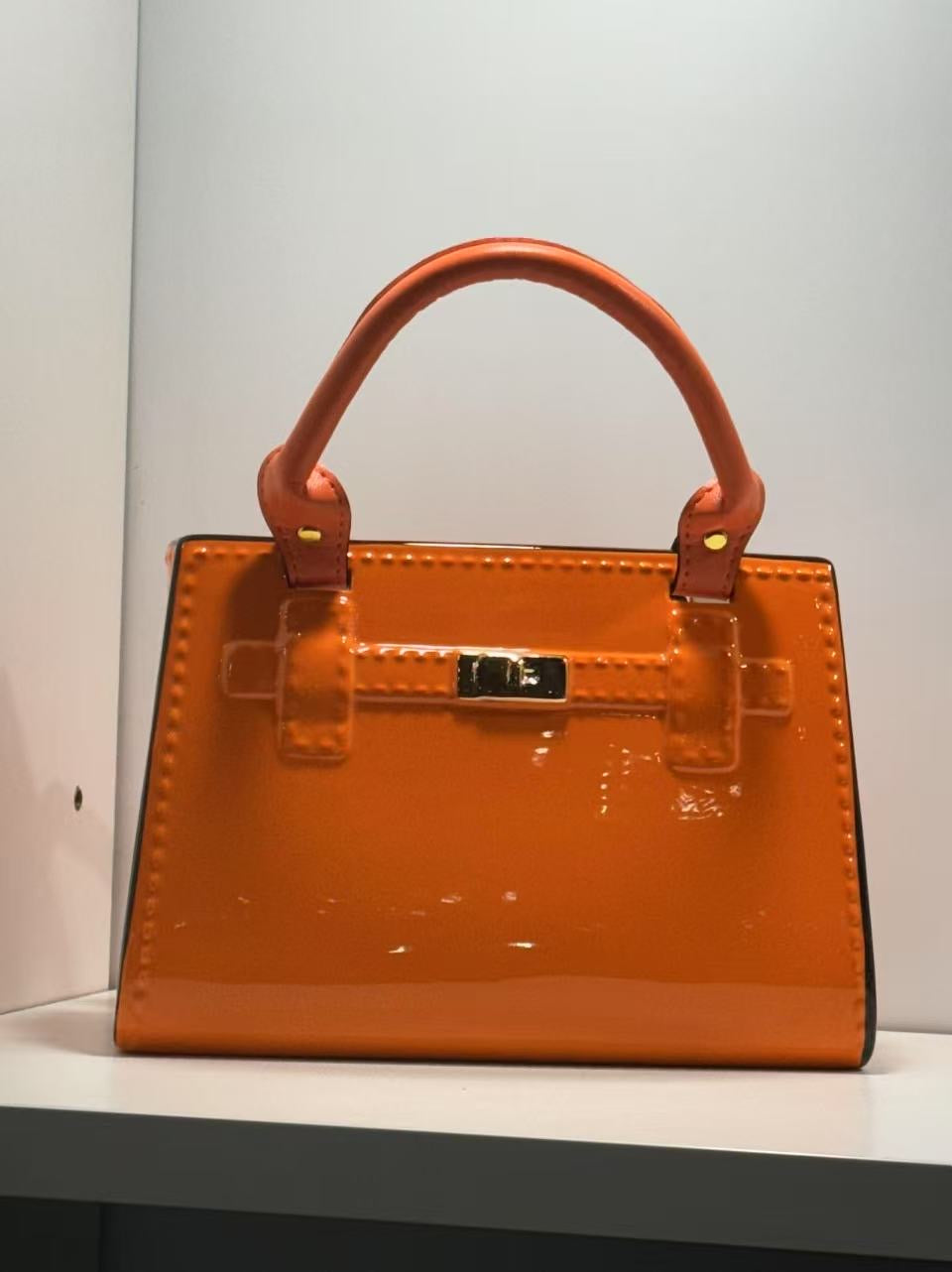 Bling Dolomite Bag Vase in Vivid Orange Colour