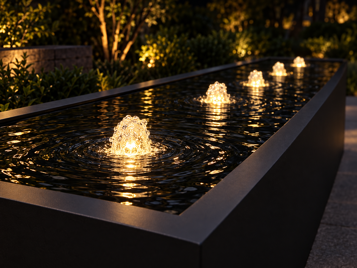 Azabache Black Corten Steel Water Table Fountain with 5 Warm White Lights EAT 28 Oct Sydney
