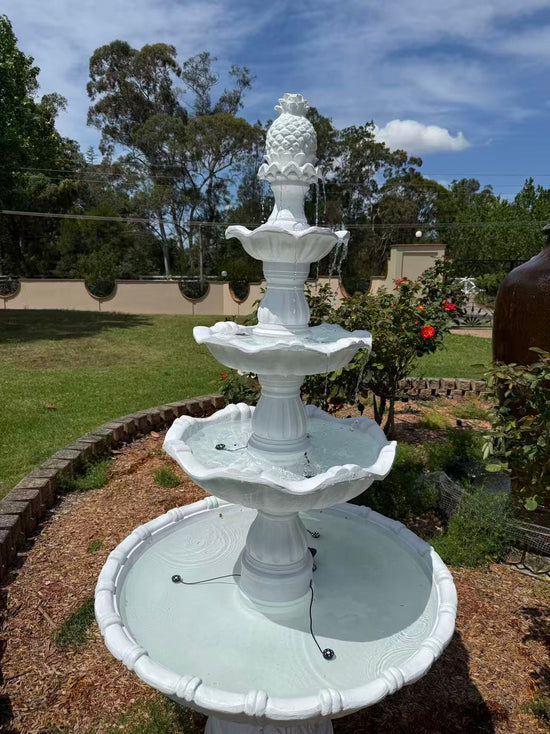 Borgo White Stone Effect 5-Tier Electric Powered Tiered Water Fountain