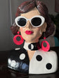 Catwalk Bust Head with Earrings in Vivid Colours Ceramic Finish