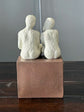 Coppia Couple Sitting On Bench White Colour Clay Artisan Finish