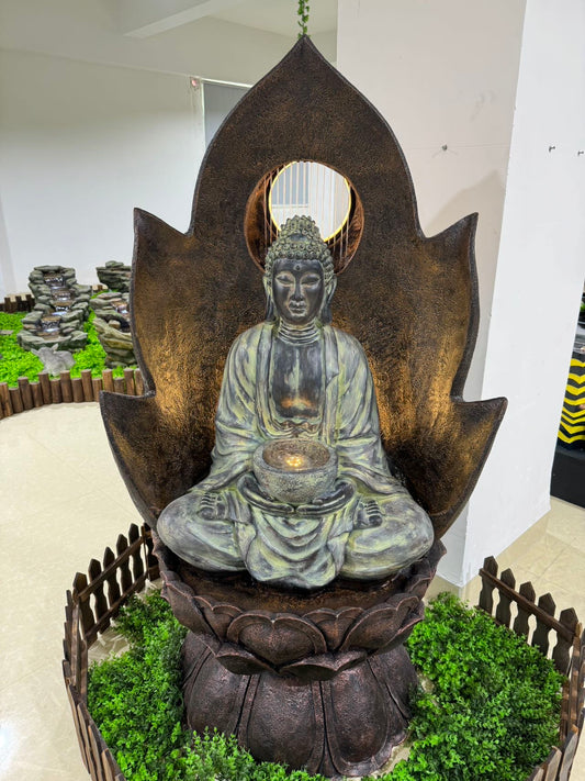 Dharma Masterpiece Buddha Water Feature with Rain Effect Special Lights & Sound