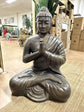 Joy Buddha Statue Black Gold Cement Fibre Material Outdoor