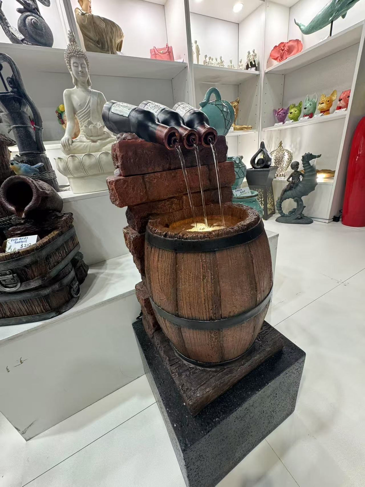 Vinomio 3 bottels of wine and a cask Water Feature New Collection March 2025