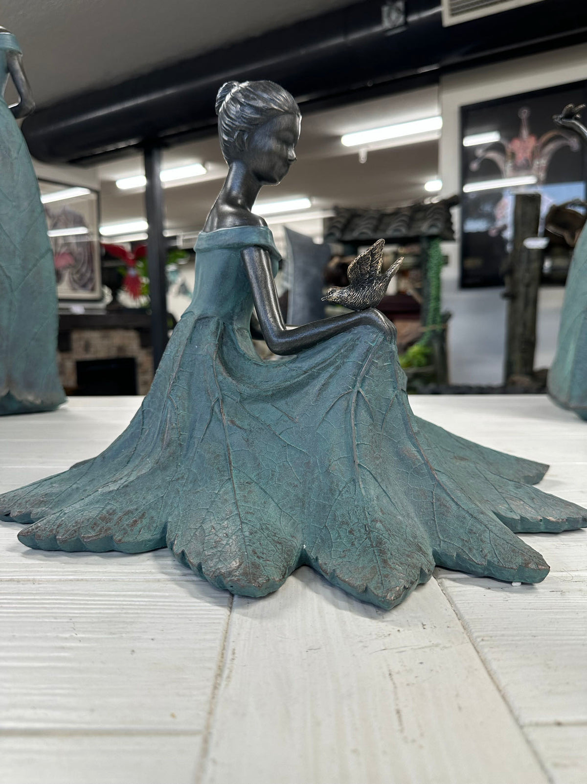 Christina Elegant Lady in Bronze with Blue Leaves Dress New Collection