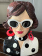 Catwalk Bust Head with Earrings in Vivid Colours Ceramic Finish