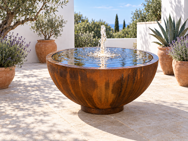 Caldera Corten Steel Bowl Fountain with Warm White Light EAT 28 Oct Sydney