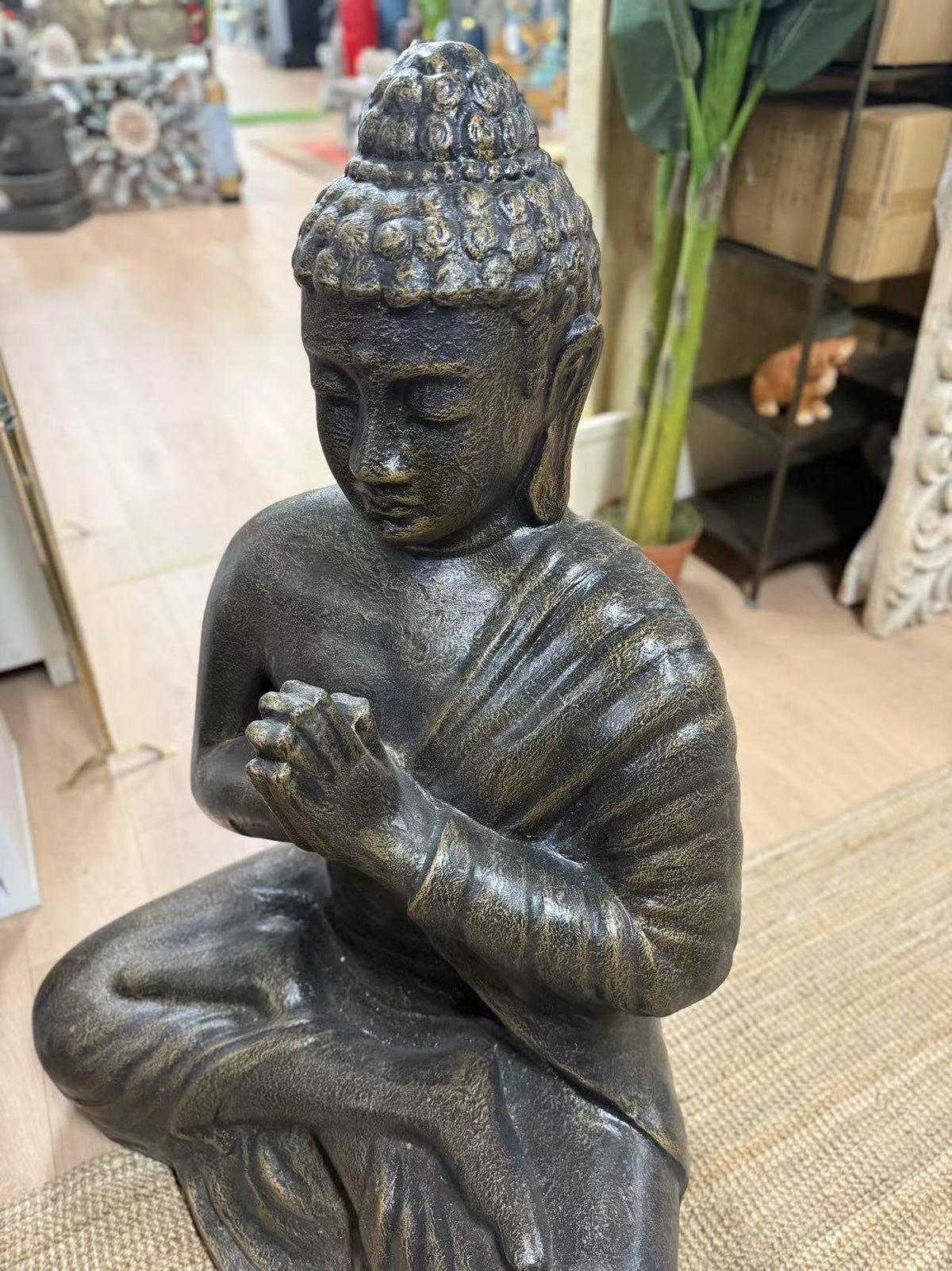 Joy Buddha Statue Black Gold Cement Fibre ETA July 2026