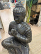 Joy Buddha Statue Black Gold Cement Fibre Material Outdoor