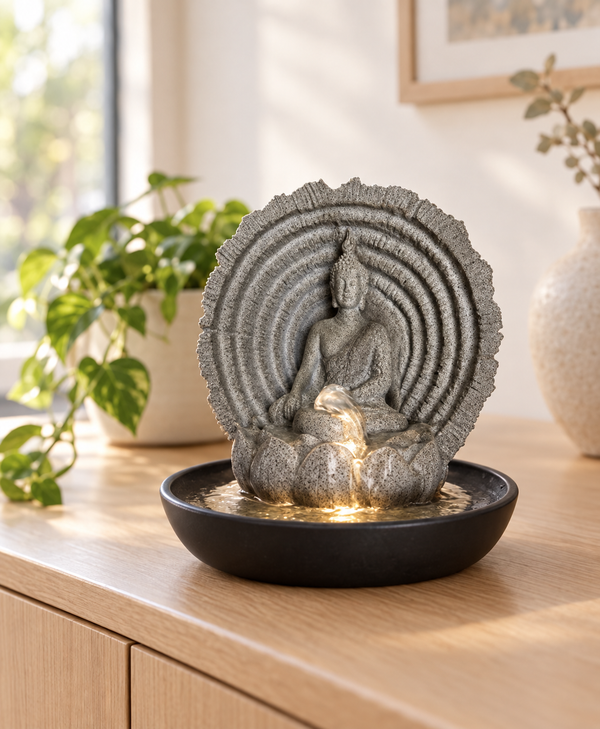 Chakras Tabletop Buddha Fountain with Light