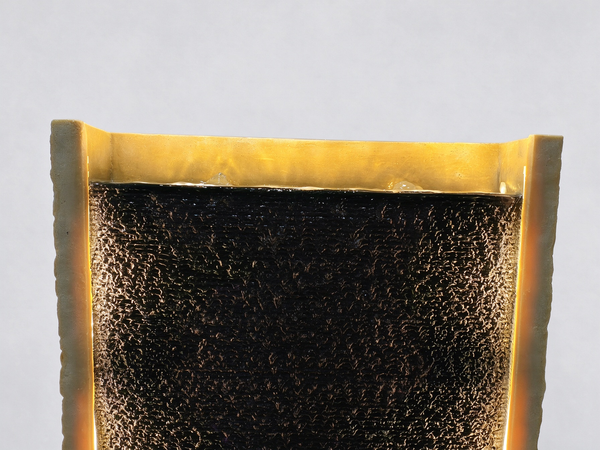 Cortina Water Curtain Wall Fountain in Black & Beige – textured panel and LED close-up