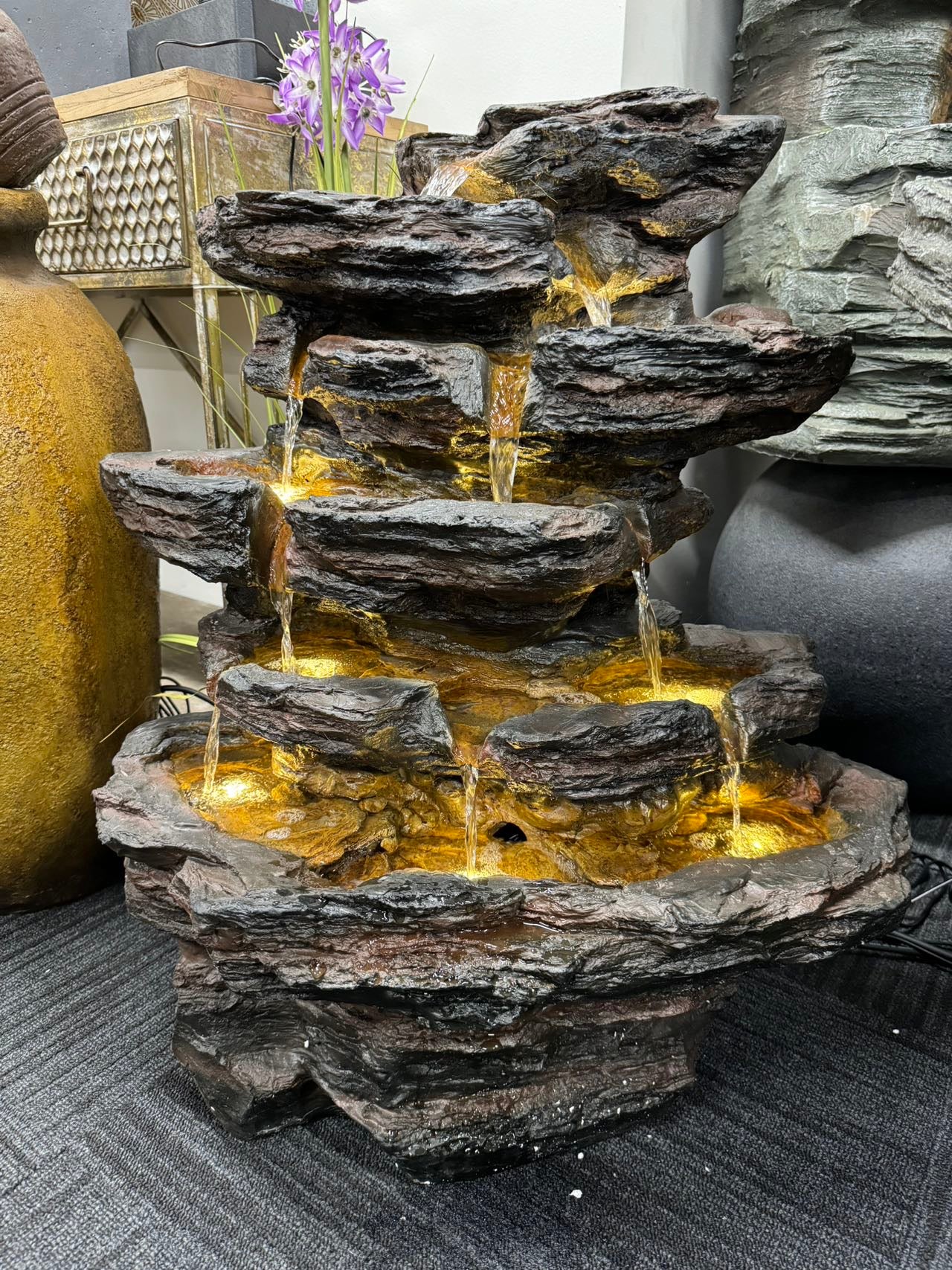 Ceniza Driftwood Fountain Volcanic Rocks Colour Beautiful Sound Water Feature