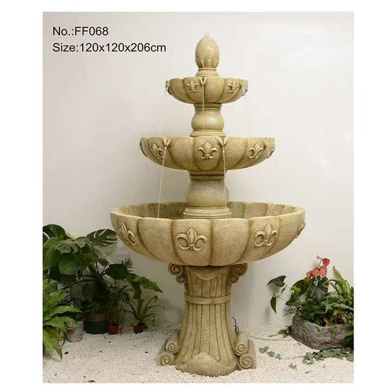 Nazaria 3-Tier Water Fountain Beige Colour Tall Water Feature