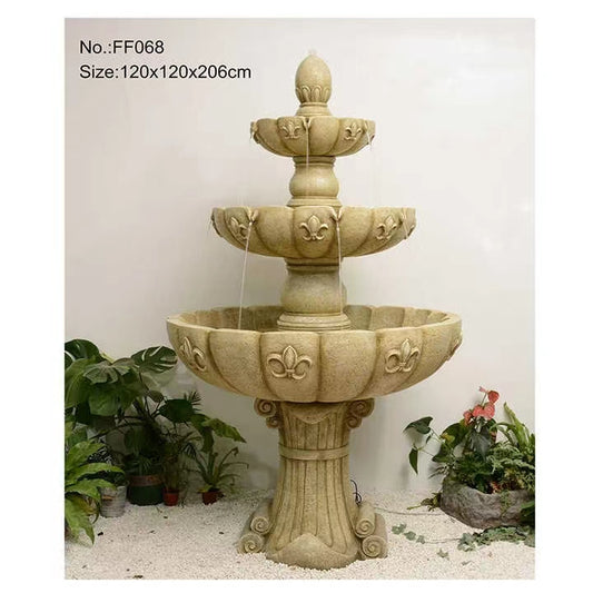 Nazaria 3-Tier Water Fountain Beige Colour Tall Water Feature