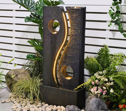 Fiji Lights & Water Combo Natural Wall Water Feature
