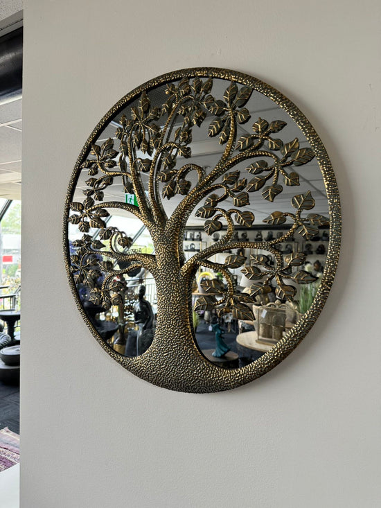 Tree of Life Round Metal Mirror Australian Summer 2023 Design Ornament