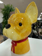 FRENCH BULLDOG HEAD VASE YELLOW DOLOMITE PERFECT GIFT COLLECTORS ITEM