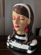 Famosa Bust Head with Earrings in Vivid Colours Ceramic Finish