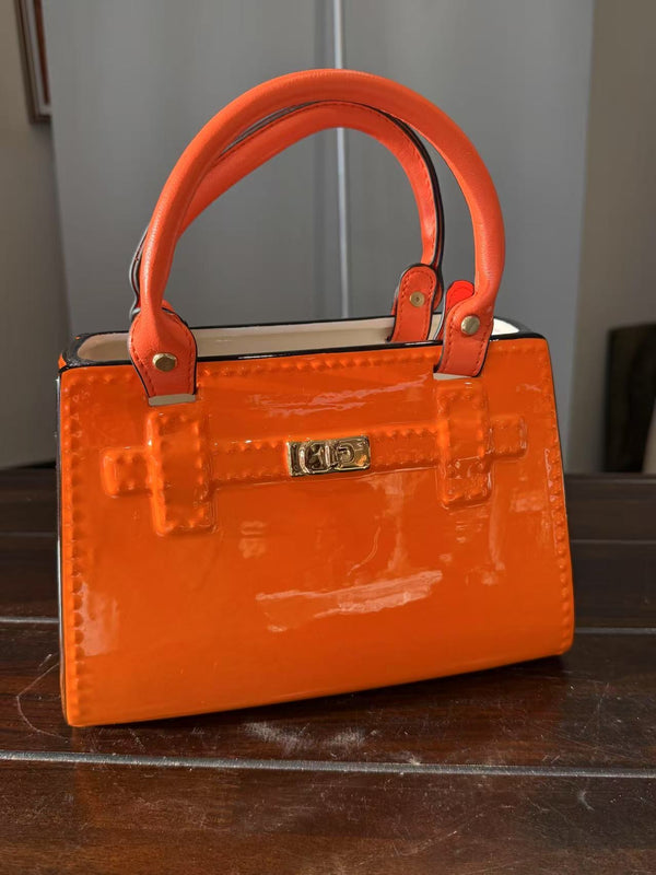 Bling Dolomite Bag Vase in Vivid Orange Colour