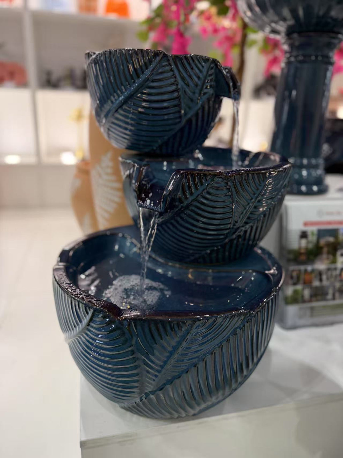 Mirador Glazed Ceramic Fountain Multi Drop Blue Colour