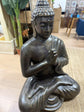 Joy Buddha Statue Black Gold Cement Fibre Material Outdoor