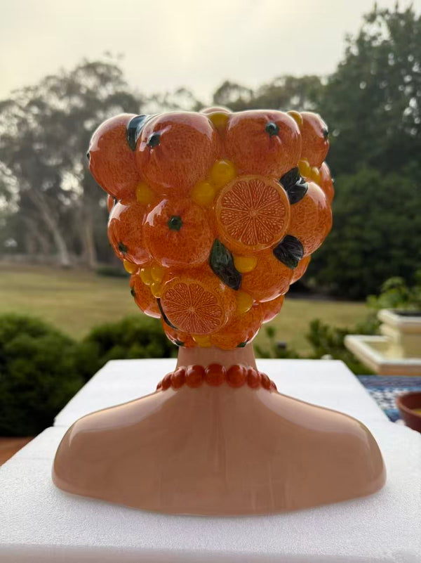 espléndida Vase Head & Oranges in Vivid Colours Ceramic Finish