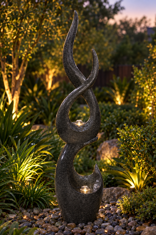 Opera Tall Abstract Water Feature 2 Lights Bubblers