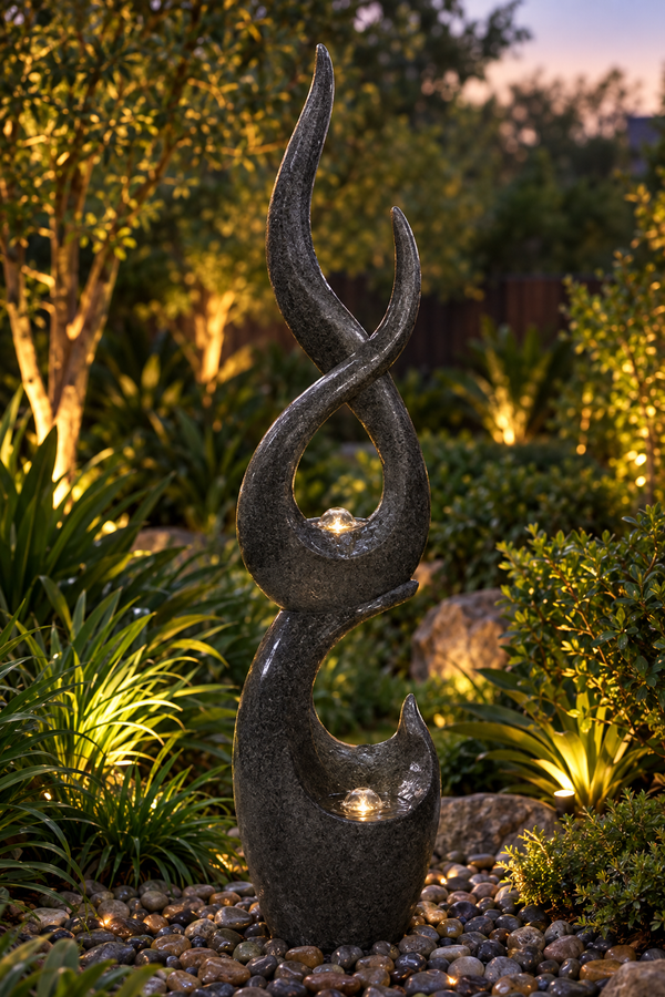 Opera Tall Abstract Water Feature 2 Lights Bubblers