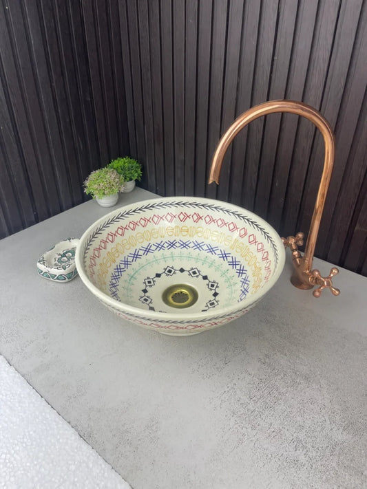 Fantastic Colorful Bathroom Handmade Moroccan Ceramic Basin