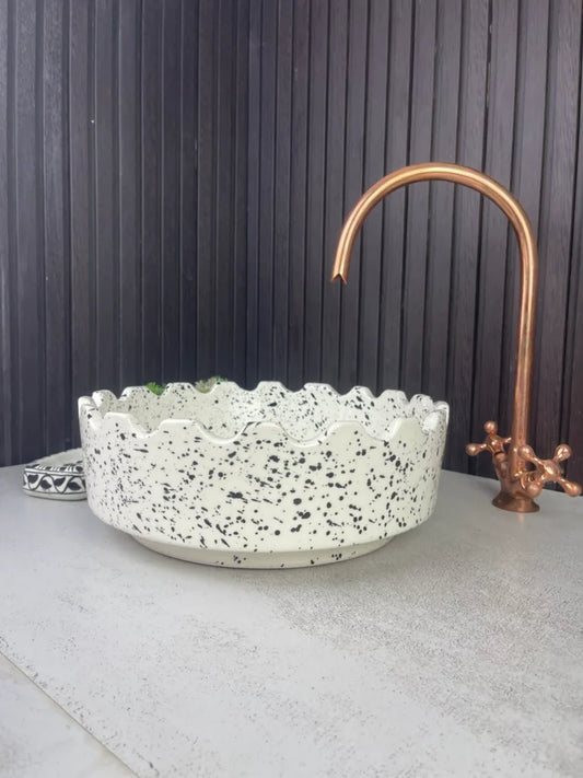 Hand-crafted Moroccan Ceramic Bowl Basin
