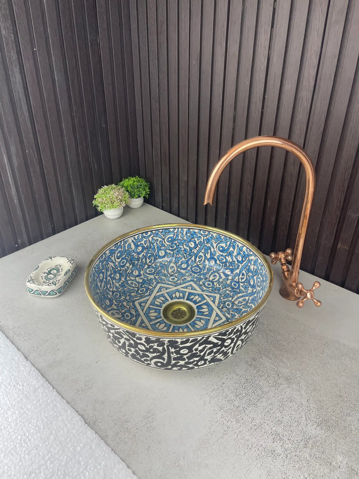 Luxury Handmade Moroccan Ceramic Countertop Sink 14K