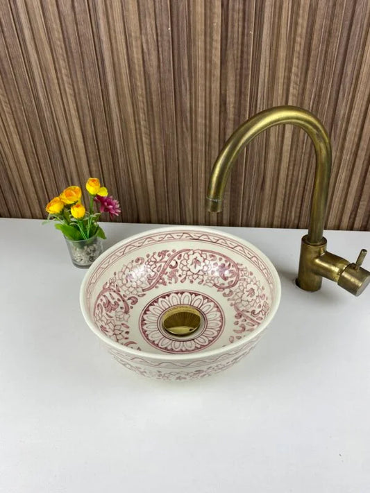 Luxury Hand-Painted Moroccan Bathroom Ceramic Bowl Sink